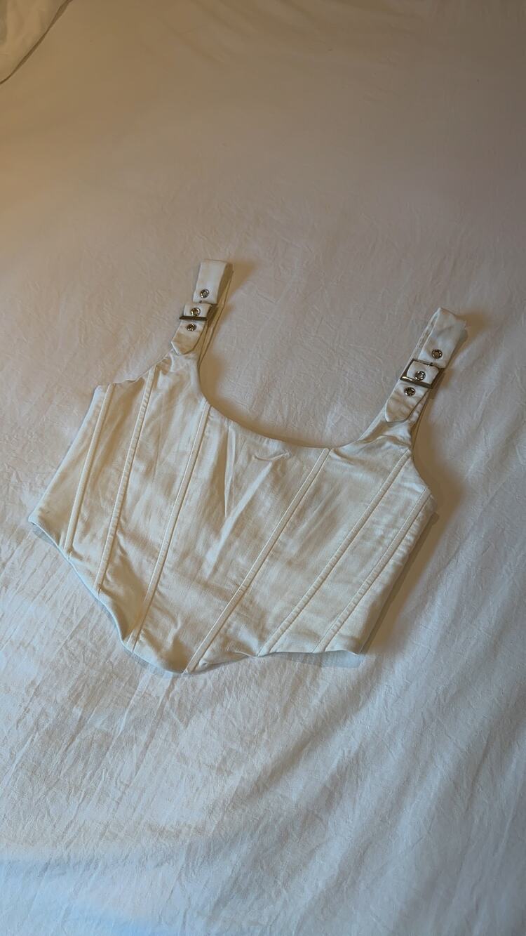 WHITE FOX White Corset Crop Top - XS